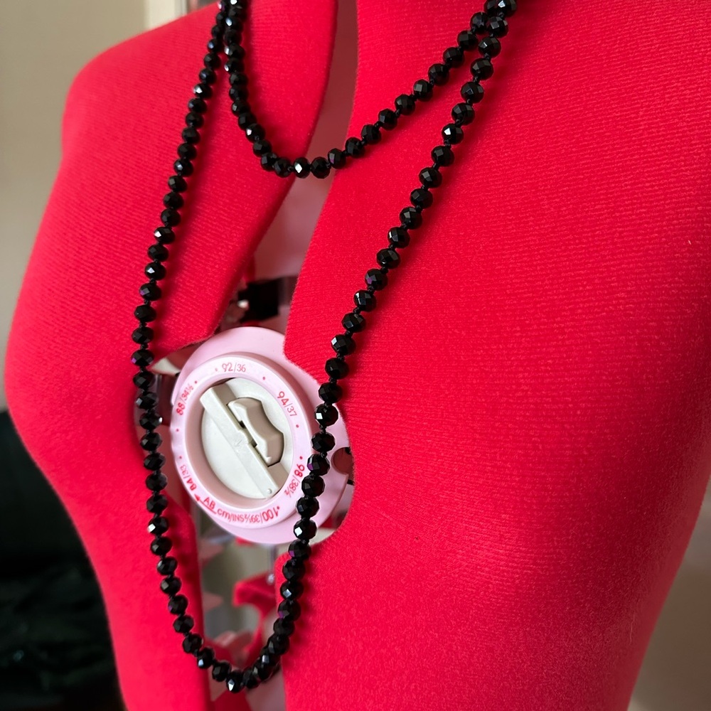 Hand Knotted Bead Necklace, Black 60”
